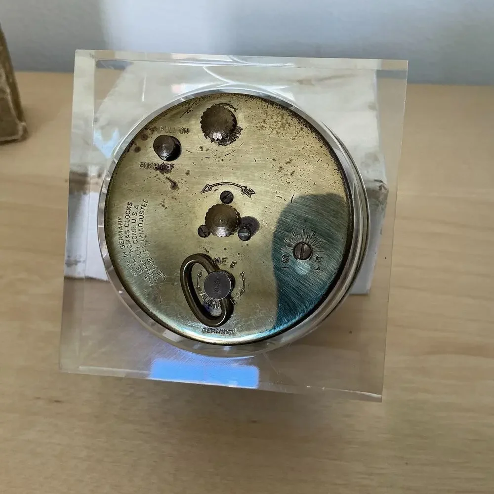 Vintage Seth Thomas Solitaire No 0787 Lucite Alarm Clock w Box As Is Not Wrkng